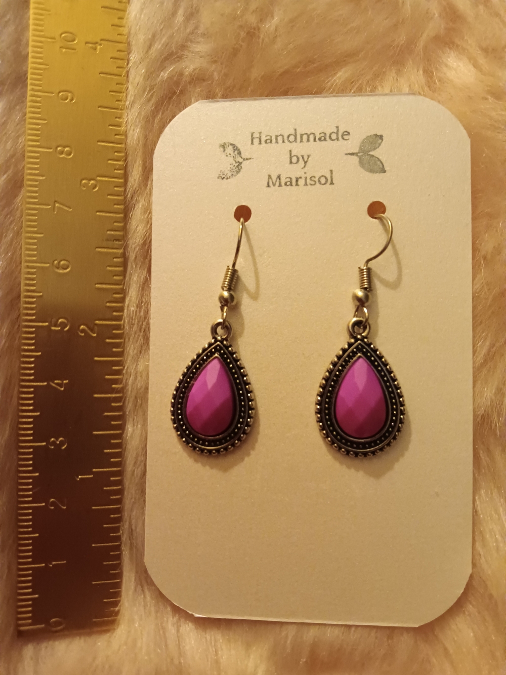 Lavender/Pink Teardrop Dangle Earrings